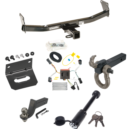 Fits 2011-2017 Jeep Compass Trailer Hitch Tow PKG w/ 4-Flat Wiring + Interlock Tactical Starter Kit w/ 3-1/4" Drop & 2" Ball + Tactical Hook & Shackle Mount + Tactical Dogbone Lock + Wiring Bracket (For (Old Body Style) Models) By Draw-Tite