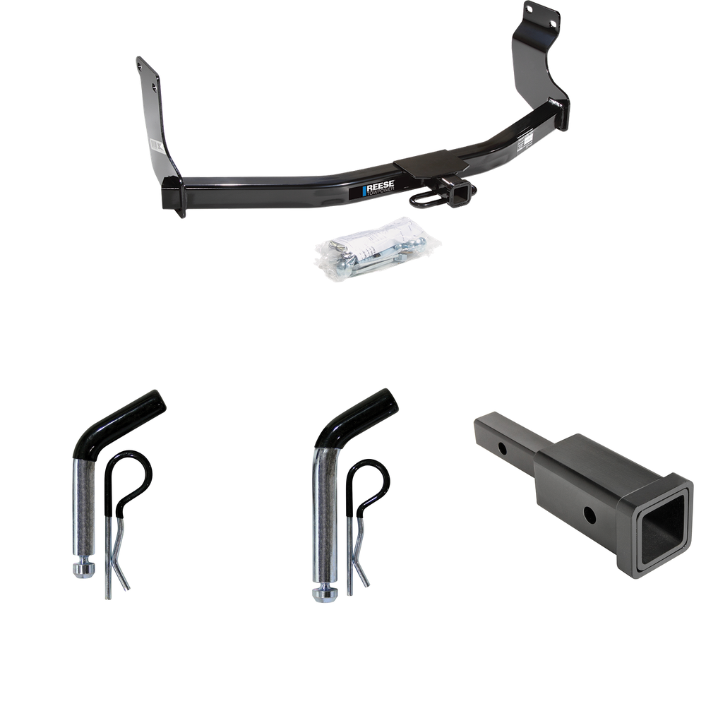 Fits 2005-2012 Ford Escape Trailer Hitch Tow PKG w/ Hitch Adapter 1-1/4" to 2" Receiver + 1/2" Pin & Clip + 5/8" Pin & Clip By Reese Towpower