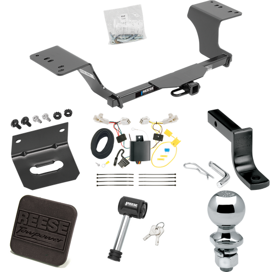 Se adapta al paquete de enganche de remolque Toyota Avalon 2013-2018 con arnés de cableado plano de 4 + barra de tracción + bola de 2" + soporte de cableado + cubierta de enganche + bloqueo de enganche de Reese Towpower