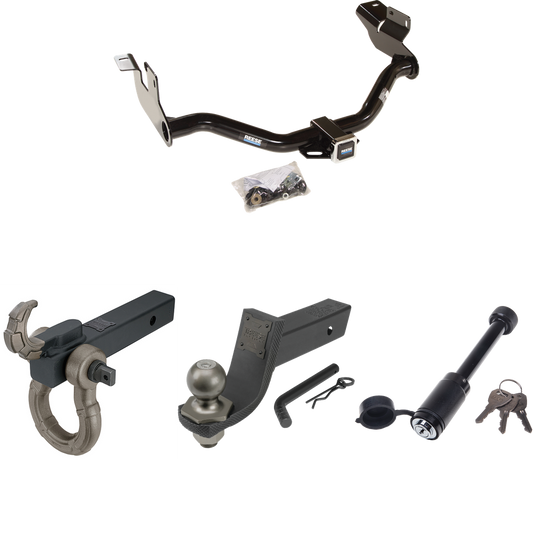 Fits 2005-2006 Mazda Tribute Trailer Hitch Tow PKG + Interlock Tactical Starter Kit w/ 3-1/4" Drop & 2" Ball + Tactical Hook & Shackle Mount + Tactical Dogbone Lock By Reese Towpower