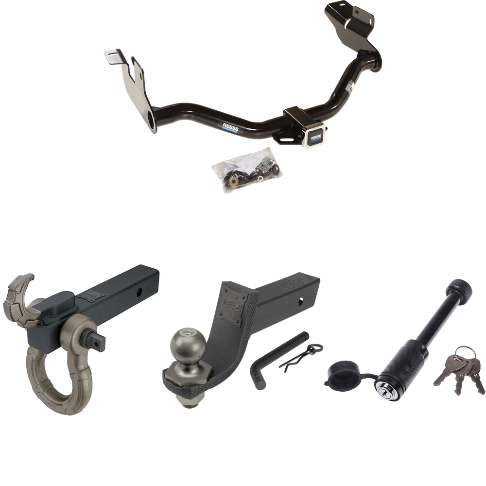 Fits 2005-2007 Ford Escape Trailer Hitch Tow PKG + Interlock Tactical Starter Kit w/ 3-1/4" Drop & 2" Ball + Tactical Hook & Shackle Mount + Tactical Dogbone Lock By Reese Towpower