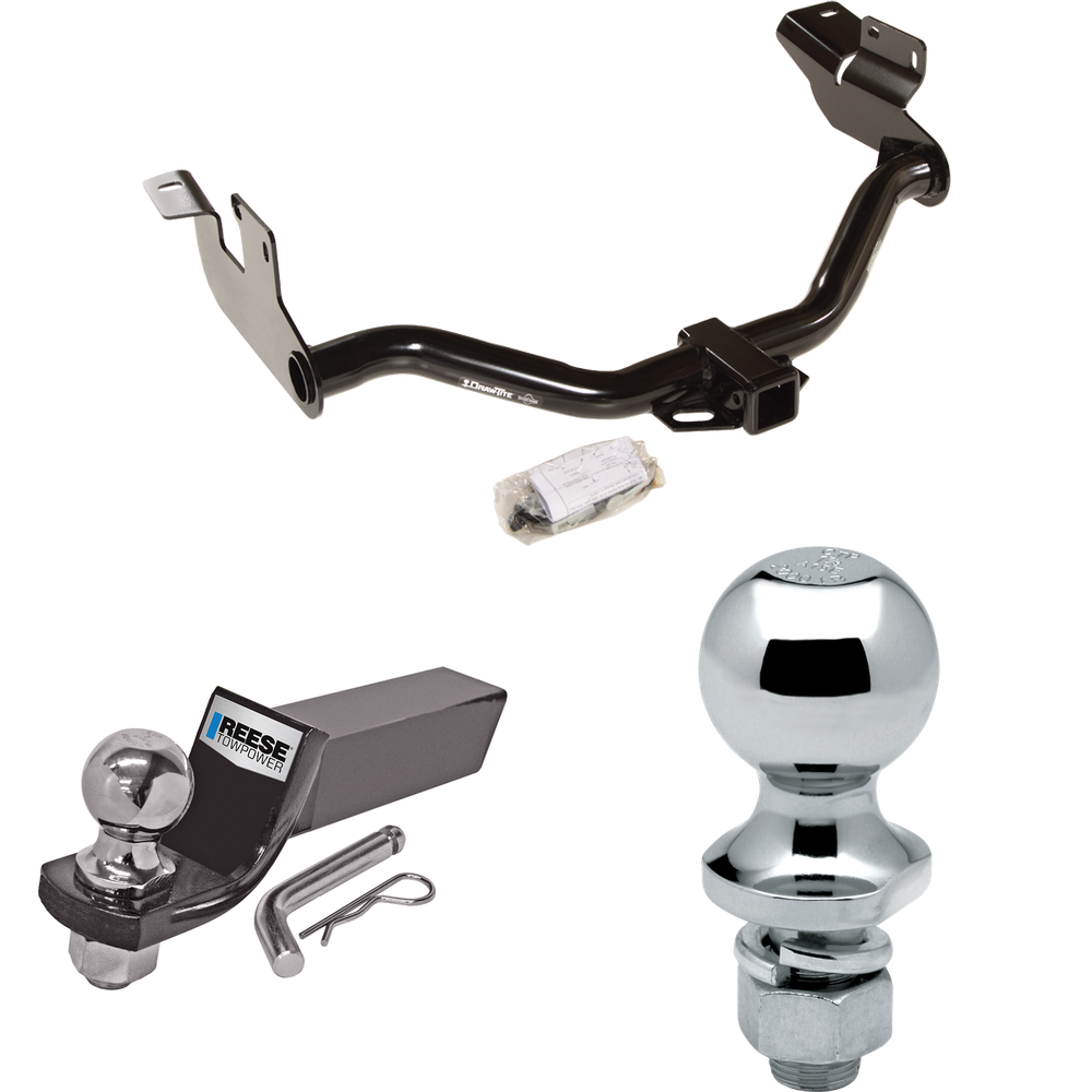 Fits 2008-2012 Ford Escape Trailer Hitch Tow PKG w/ Starter Kit Ball Mount w/ 2" Drop & 2" Ball + 1-7/8" Ball (For w/Factory Tow Package Models) By Draw-Tite