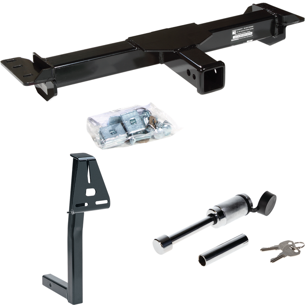 Fits 1988-1999 Chevrolet K1500 Front Mount Trailer Hitch Tow PKG w/ Spare Tire Carrier + Hitch Lock (For 2 Dr. Regular & Extended Cabs Models) By Draw-Tite