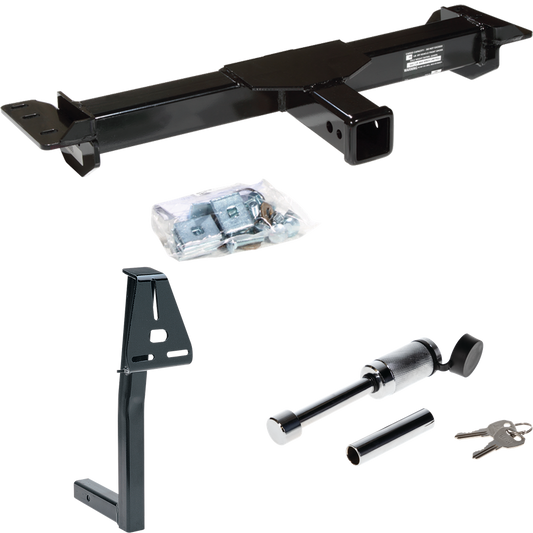 Fits 1988-1999 Chevrolet K1500 Front Mount Trailer Hitch Tow PKG w/ Spare Tire Carrier + Hitch Lock (For 2 Dr. Regular & Extended Cabs Models) By Draw-Tite