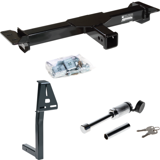 Fits 1988-2000 GMC C3500 Front Mount Trailer Hitch Tow PKG w/ Spare Tire Carrier + Hitch Lock (For 2 Dr. Regular & Extended Cabs Models) By Draw-Tite