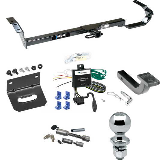 Se adapta al paquete de enganche de remolque Toyota Camry 1997-2001 con arnés de cableado plano de 4 + barra de tracción + bola de 2" + soporte de cableado + enganche doble y cerraduras de acoplador (para modelos sedán) de Reese Towpower