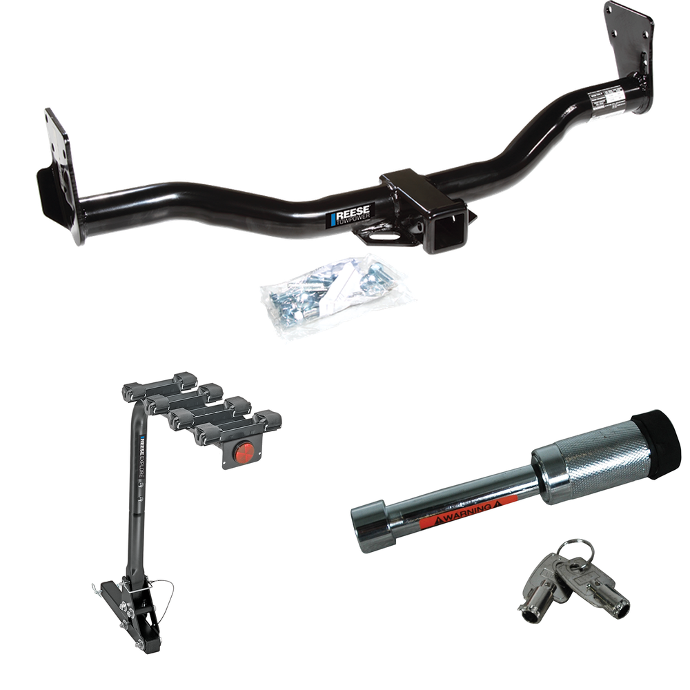 Se adapta al paquete de enganche de remolque Chevrolet Blazer 1995-2005 con portabicicletas para 4 bicicletas + bloqueo de enganche de Reese Towpower