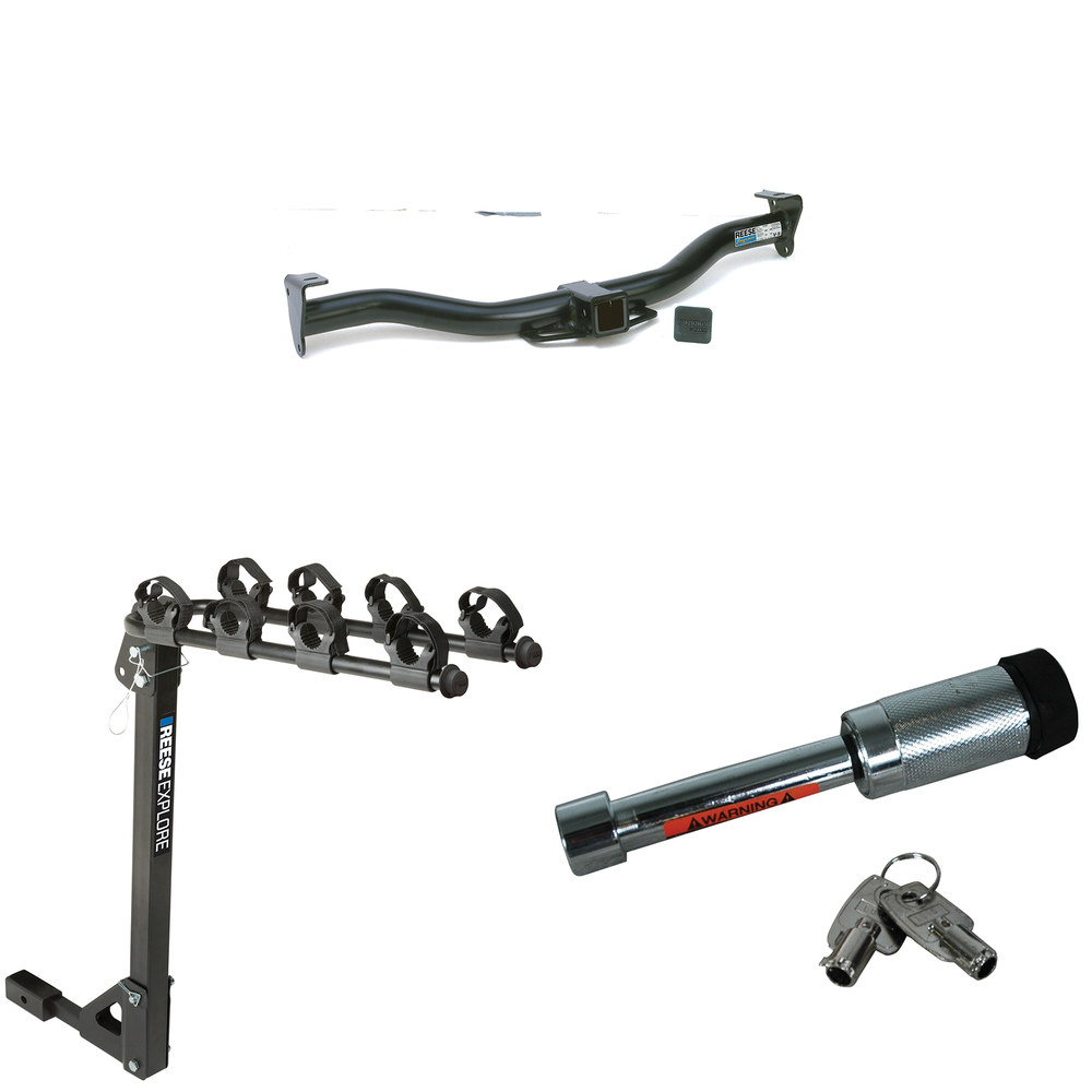 Se adapta al paquete de remolque con enganche para remolque Mercury Mountaineer 1997-2001 con soporte para 4 bicicletas + bloqueo de enganche (para modelos con paquete de remolque de fábrica) de Reese Towpower