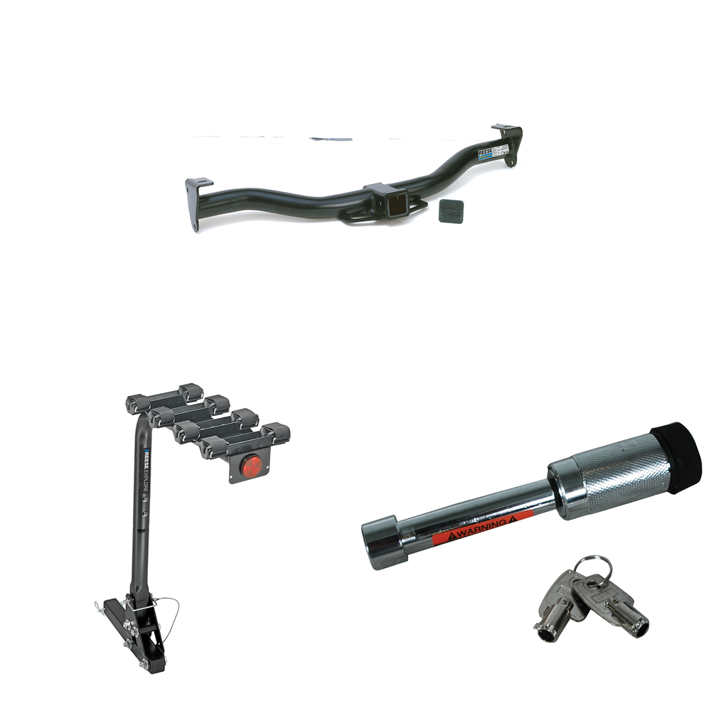 Se adapta al paquete de enganche de remolque Chevrolet Express 1500 1996-2014 con portabicicletas para 4 bicicletas + bloqueo de enganche de Reese Towpower