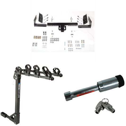 Fits 1983-1984 GMC S15 Trailer Hitch Tow PKG w/ 4 Bike Carrier Rack + Hitch Lock (For w/Standard Bed & Step Bumper Models) By Reese Towpower