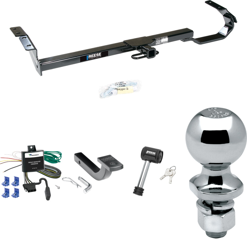 Se adapta al paquete de enganche de remolque Toyota Avalon 1995-1999 con arnés de cableado plano de 4 + barra de tracción + bola de 2" + bloqueo de enganche de Reese Towpower