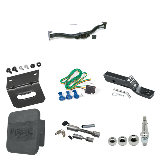 Fits 2003-2014 GMC Savana 2500 Trailer Hitch Tow PKG w/ 4-Flat Wiring + Ball Mount w/ 2" Drop + Interchangeable Ball 1-7/8" & 2" & 2-5/16" + Wiring Bracket + Dual Hitch & Coupler Locks + Hitch Cover By Reese Towpower