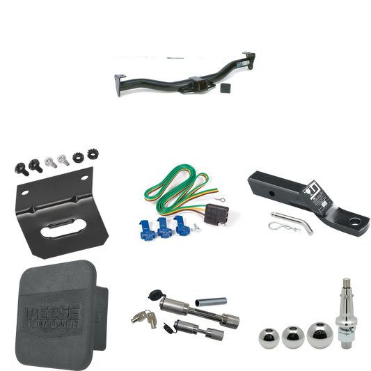Fits 1991-1994 Ford Explorer Trailer Hitch Tow PKG w/ 4-Flat Wiring + Ball Mount w/ 2" Drop + Interchangeable Ball 1-7/8" & 2" & 2-5/16" + Wiring Bracket + Dual Hitch & Coupler Locks + Hitch Cover By Reese Towpower