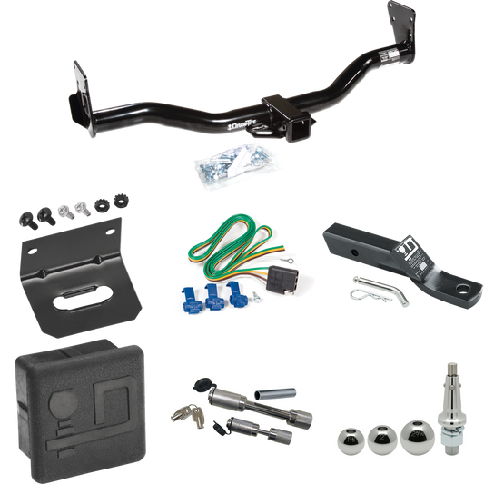 Fits 1999-2001 Chevrolet Blazer Trailblazer Trailer Hitch Tow PKG w/ 4-Flat Wiring + Ball Mount w/ 2" Drop + Interchangeable Ball 1-7/8" & 2" & 2-5/16" + Wiring Bracket + Dual Hitch & Coupler Locks + Hitch Cover By Draw-Tite