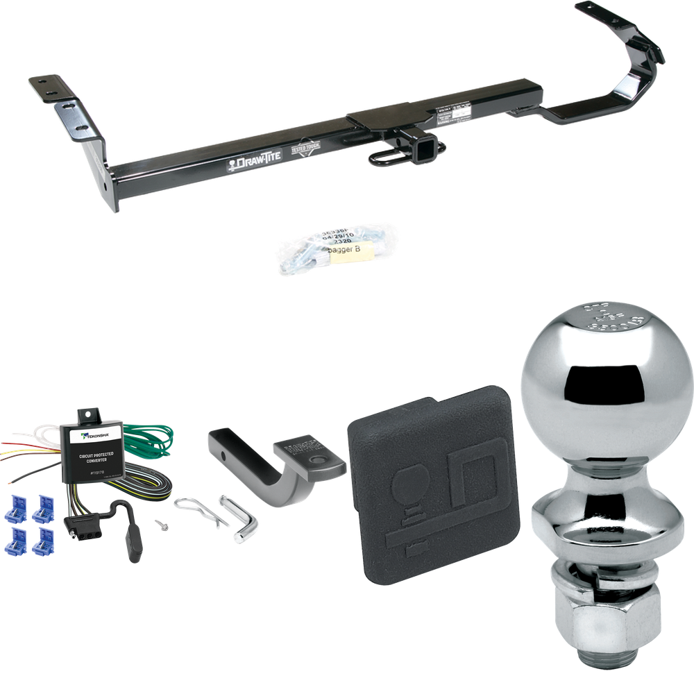 Fits 1997-2001 Toyota Camry Trailer Hitch Tow PKG w/ 4-Flat Wiring Harness + Draw-Bar + 2" Ball + Hitch Cover (For Sedan Models) By Draw-Tite