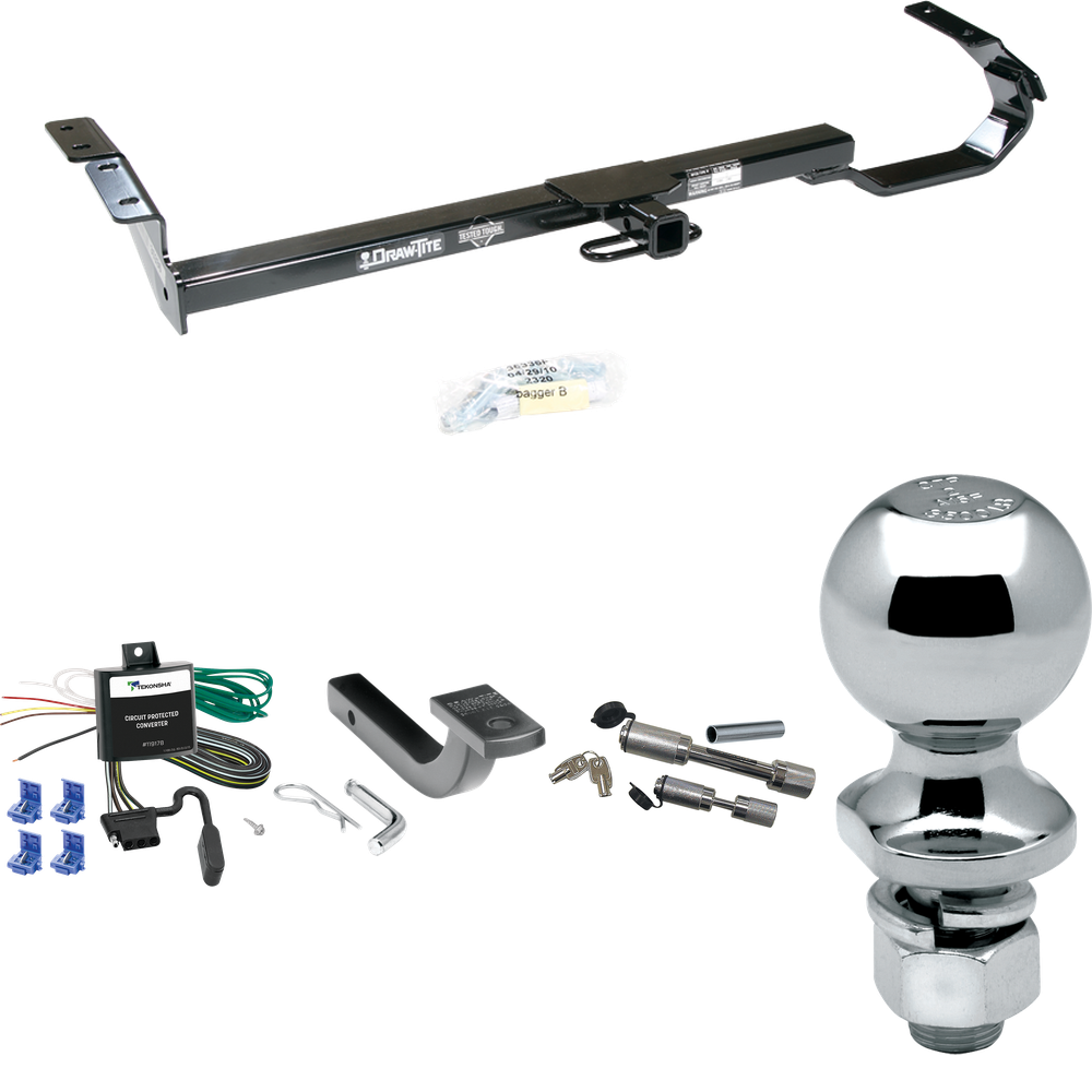 Se adapta al paquete de enganche de remolque Toyota Camry 1997-2001 con arnés de cableado plano de 4 + barra de tracción + bola de 2" + enganche doble y cerraduras de acoplador (para modelos sedán) de Draw-Tite