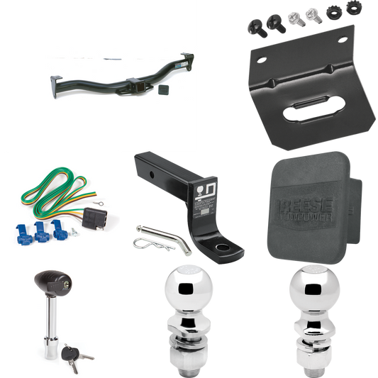 Fits 1996-1999 Chevrolet Express 2500 Trailer Hitch Tow PKG w/ 4-Flat Wiring + Ball Mount w/ 4" Drop + 2" Ball + 2-5/16" Ball + Wiring Bracket + Hitch Lock + Hitch Cover By Reese Towpower