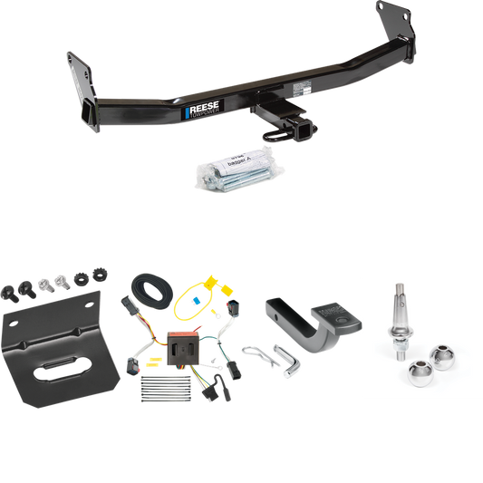 Fits 2011-2017 Jeep Compass Trailer Hitch Tow PKG w/ 4-Flat Wiring Harness + Draw-Bar + Interchangeable 1-7/8" & 2" Balls + Wiring Bracket (For (Old Body Style) Models) By Reese Towpower