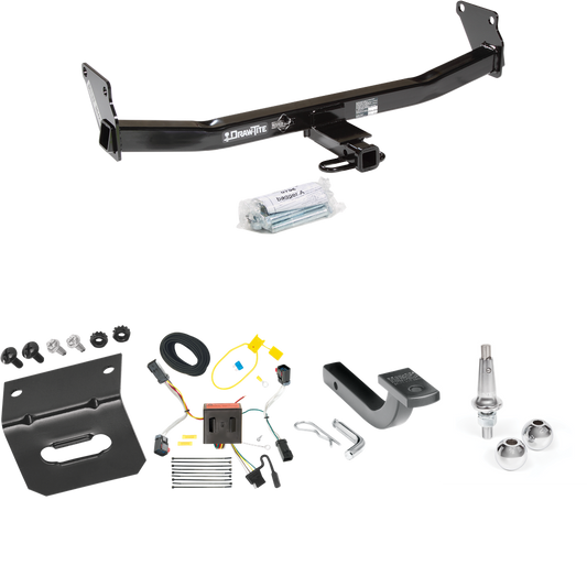Fits 2011-2017 Jeep Compass Trailer Hitch Tow PKG w/ 4-Flat Wiring Harness + Draw-Bar + Interchangeable 1-7/8" & 2" Balls + Wiring Bracket (For (Old Body Style) Models) By Draw-Tite