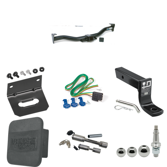 Fits 1999-2001 Chevrolet Blazer Trailblazer Trailer Hitch Tow PKG w/ 4-Flat Wiring + Ball Mount w/ 4" Drop + Interchangeable Ball 1-7/8" & 2" & 2-5/16" + Wiring Bracket + Dual Hitch & Coupler Locks + Hitch Cover By Reese Towpower