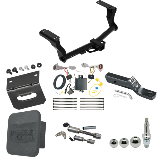 Fits 2018-2022 Subaru Impreza Trailer Hitch Tow PKG w/ 4-Flat Wiring + Ball Mount w/ 2" Drop + Interchangeable Ball 1-7/8" & 2" & 2-5/16" + Wiring Bracket + Dual Hitch & Coupler Locks + Hitch Cover (For Wagon, Except WRX STi & w/Quad Exhaust Outlets