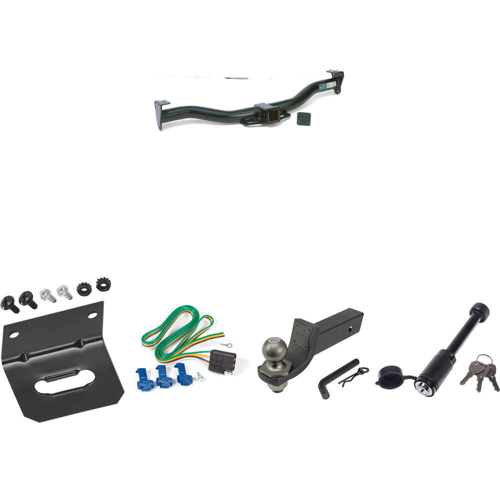 Fits 1996-1999 GMC Savana 1500 Trailer Hitch Tow PKG w/ 4-Flat Wiring + Interlock Tactical Starter Kit w/ 2" Drop & 2" Ball + Tactical Dogbone Lock + Wiring Bracket By Reese Towpower