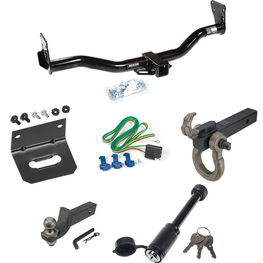 Fits 1999-2001 Chevrolet Blazer Trailblazer Trailer Hitch Tow PKG w/ 4-Flat Wiring + Interlock Tactical Starter Kit w/ 2" Drop & 2" Ball + Tactical Hook & Shackle Mount + Tactical Dogbone Lock + Wiring Bracket By Reese Towpower