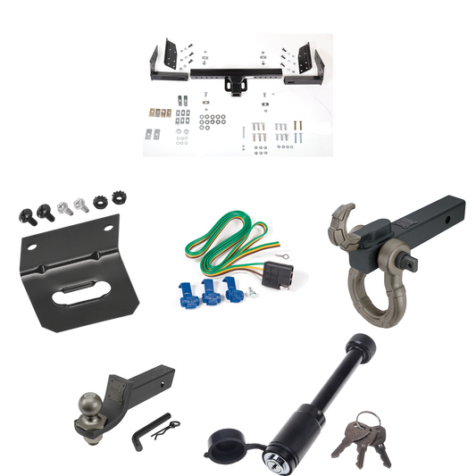 Fits 1992-1994 Chevrolet Suburban Trailer Hitch Tow PKG w/ 4-Flat Wiring + Interlock Tactical Starter Kit w/ 2" Drop & 2" Ball + Tactical Hook & Shackle Mount + Tactical Dogbone Lock + Wiring Bracket By Reese Towpower