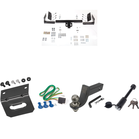 Fits 1987-1994 Dodge Dakota Trailer Hitch Tow PKG w/ 4-Flat Wiring + Interlock Tactical Starter Kit w/ 3-1/4" Drop & 2" Ball + Tactical Dogbone Lock + Wiring Bracket By Reese Towpower