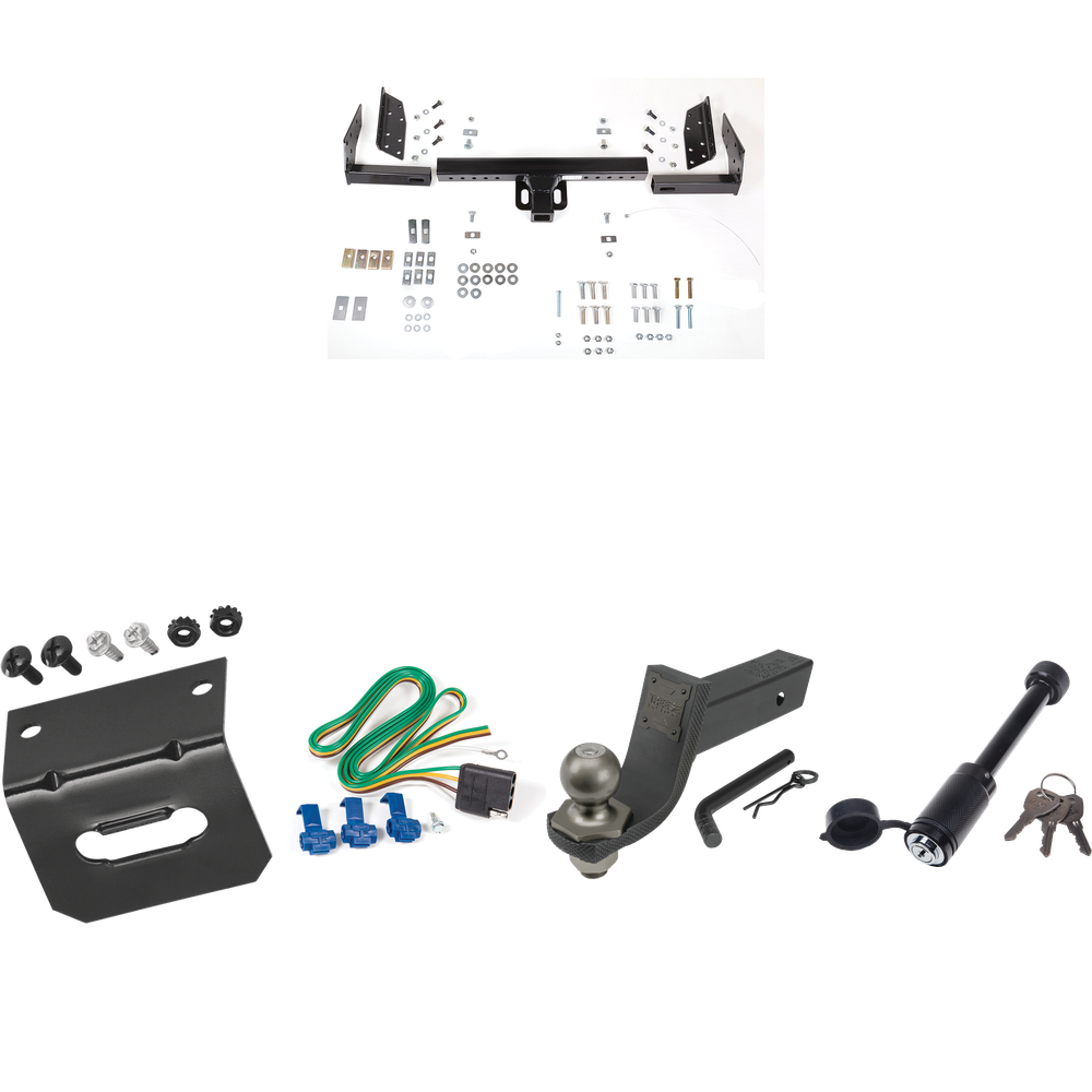 Fits 2003-2014 Chevrolet Express Van Trailer Hitch Tow PKG w/ 4-Flat Wiring + Interlock Tactical Starter Kit w/ 3-1/4" Drop & 2" Ball + Tactical Dogbone Lock + Wiring Bracket By Reese Towpower