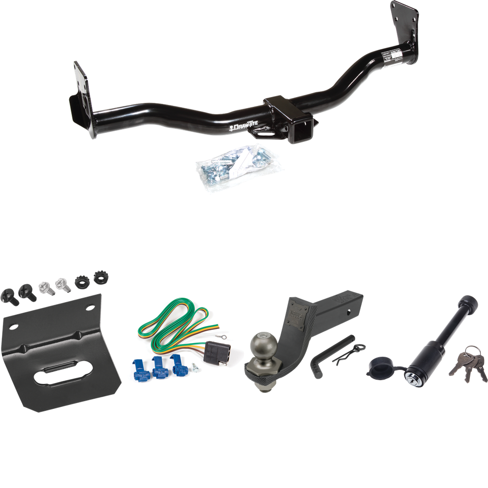 Fits 1996-2001 Oldsmobile Bravada Trailer Hitch Tow PKG w/ 4-Flat Wiring + Interlock Tactical Starter Kit w/ 3-1/4" Drop & 2" Ball + Tactical Dogbone Lock + Wiring Bracket By Draw-Tite