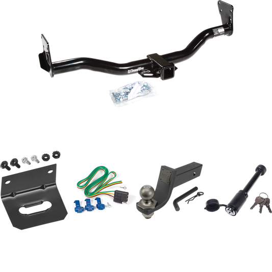 Fits 1996-2001 Oldsmobile Bravada Trailer Hitch Tow PKG w/ 4-Flat Wiring + Interlock Tactical Starter Kit w/ 3-1/4" Drop & 2" Ball + Tactical Dogbone Lock + Wiring Bracket By Draw-Tite