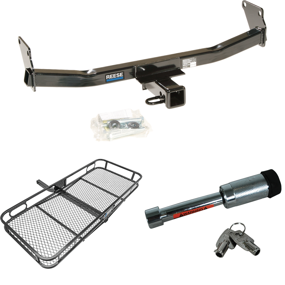 Fits 2007-2010 Jeep Compass Trailer Hitch Tow PKG w/ 60" x 24" Cargo Carrier + Hitch Lock (For Rallye Edition Models) By Reese Towpower