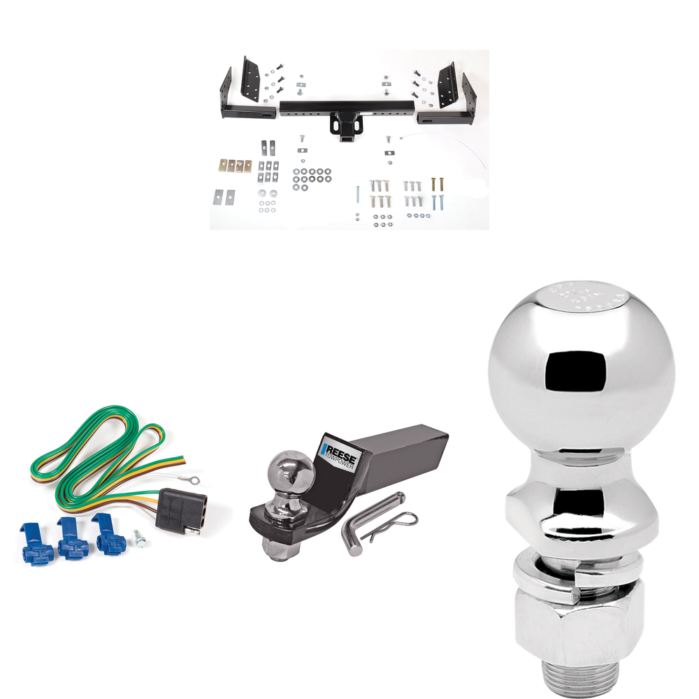 Fits 1990-1990 Chrysler Town & Country Trailer Hitch Tow PKG w/ 4-Flat Wiring + Starter Kit Ball Mount w/ 2" Drop & 2" Ball + 2-5/16" Ball (For 2 WD, Long Wheelbase Models) By Reese Towpower