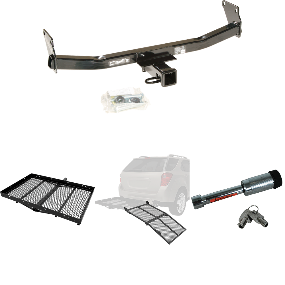 Fits 2007-2017 Jeep Patriot Trailer Hitch Tow PKG w/ Cargo Carrier + Bi-Fold Ramp + Hitch Lock By Draw-Tite