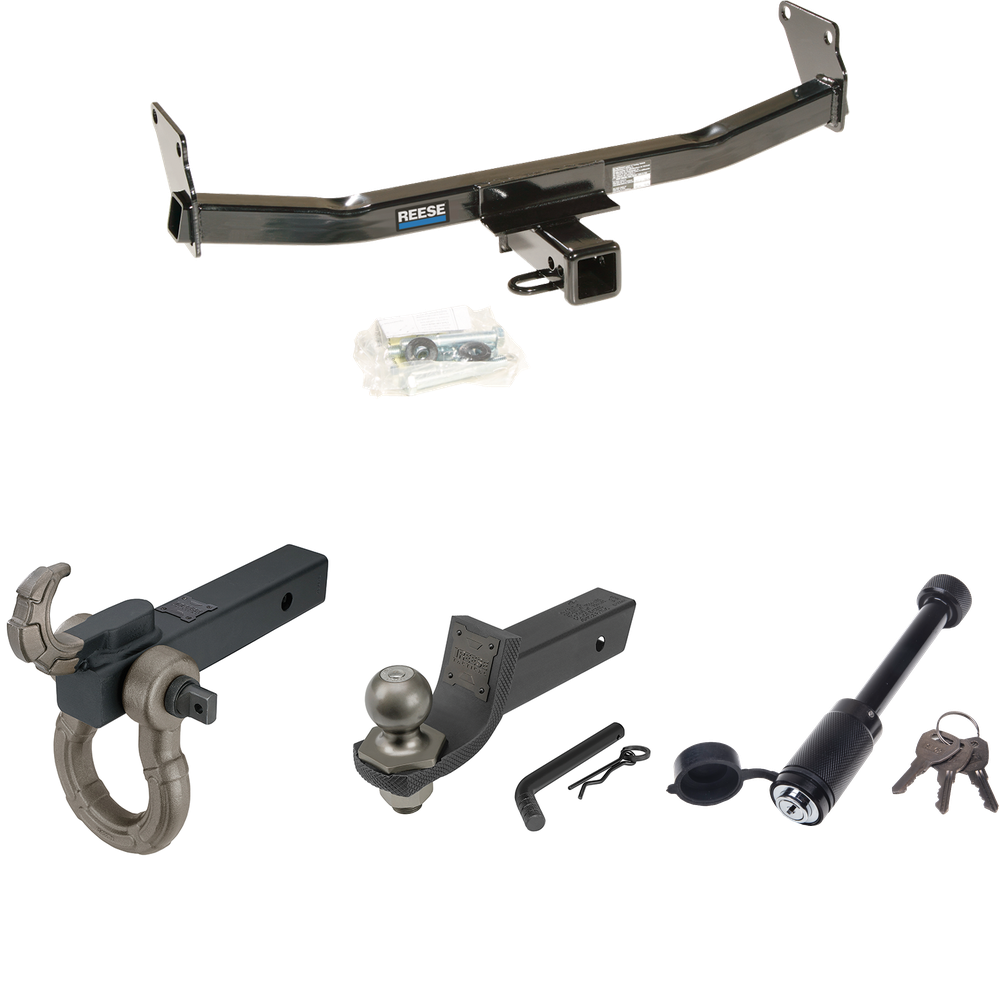 Fits 2007-2010 Jeep Compass Trailer Hitch Tow PKG + Interlock Tactical Starter Kit w/ 2" Drop & 2" Ball + Tactical Hook & Shackle Mount + Tactical Dogbone Lock (For Rallye Edition Models) By Reese Towpower