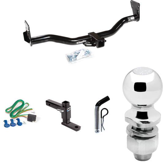 Fits 1996-2001 Oldsmobile Bravada Trailer Hitch Tow PKG w/ 4-Flat Wiring Harness + Adjustable Drop Rise Ball Mount + Pin/Clip + 2" Ball By Draw-Tite