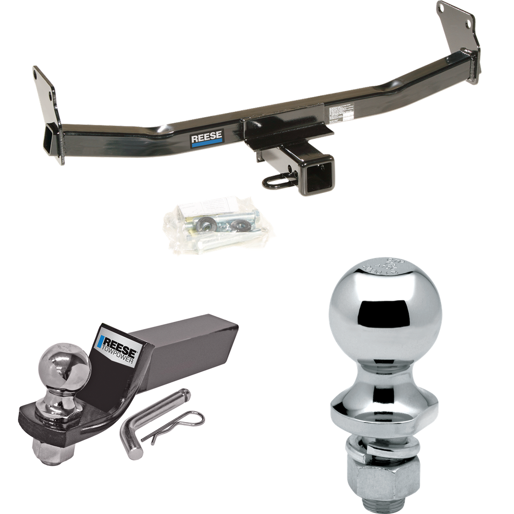 Fits 2007-2010 Jeep Compass Trailer Hitch Tow PKG w/ Starter Kit Ball Mount w/ 2" Drop & 2" Ball + 1-7/8" Ball By Reese Towpower