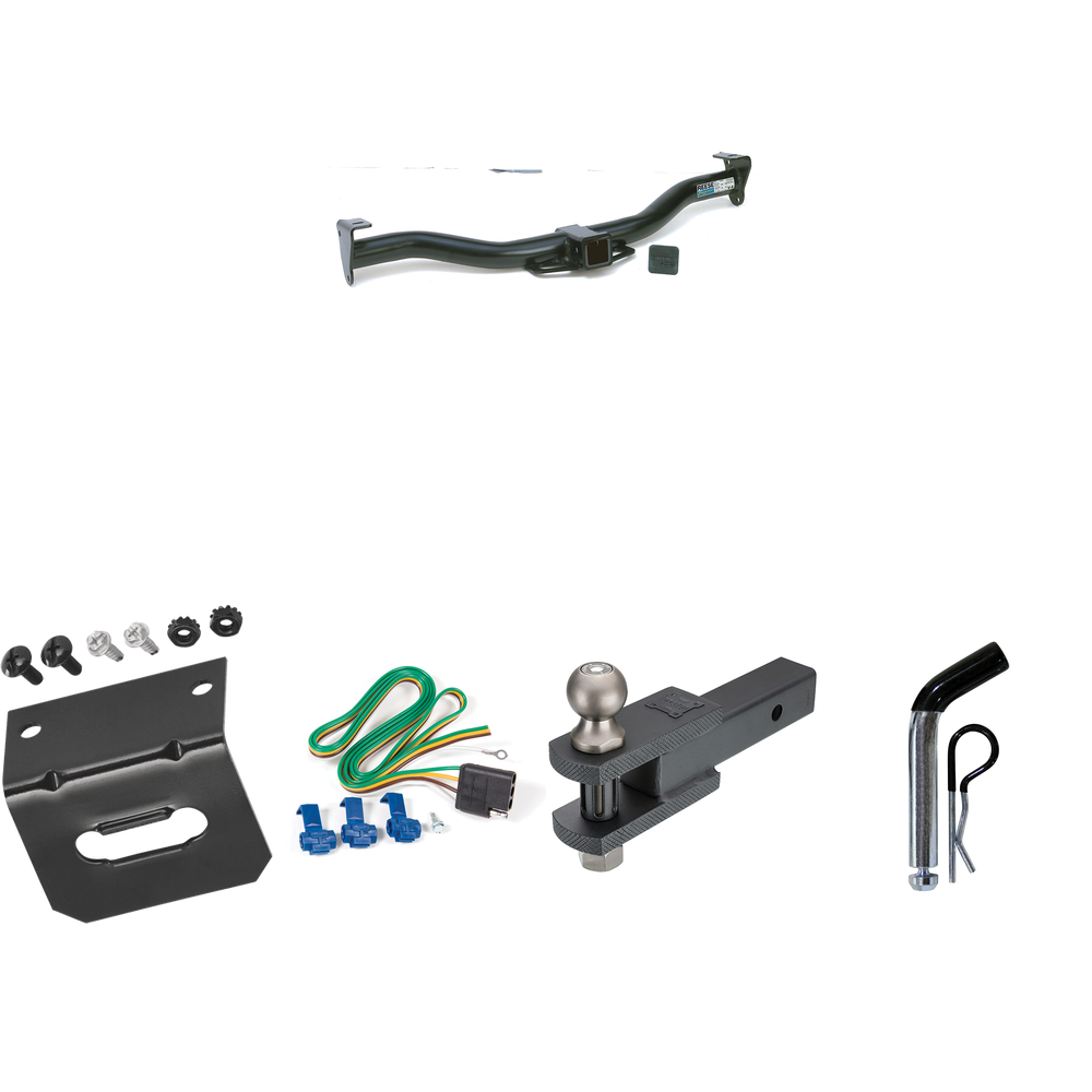 Fits 1996-2014 GMC Savana 2500 Trailer Hitch Tow PKG w/ 4-Flat Wiring Harness + Clevis Hitch Ball Mount w/ 2" Ball + Pin/Clip + Wiring Bracket By Reese Towpower