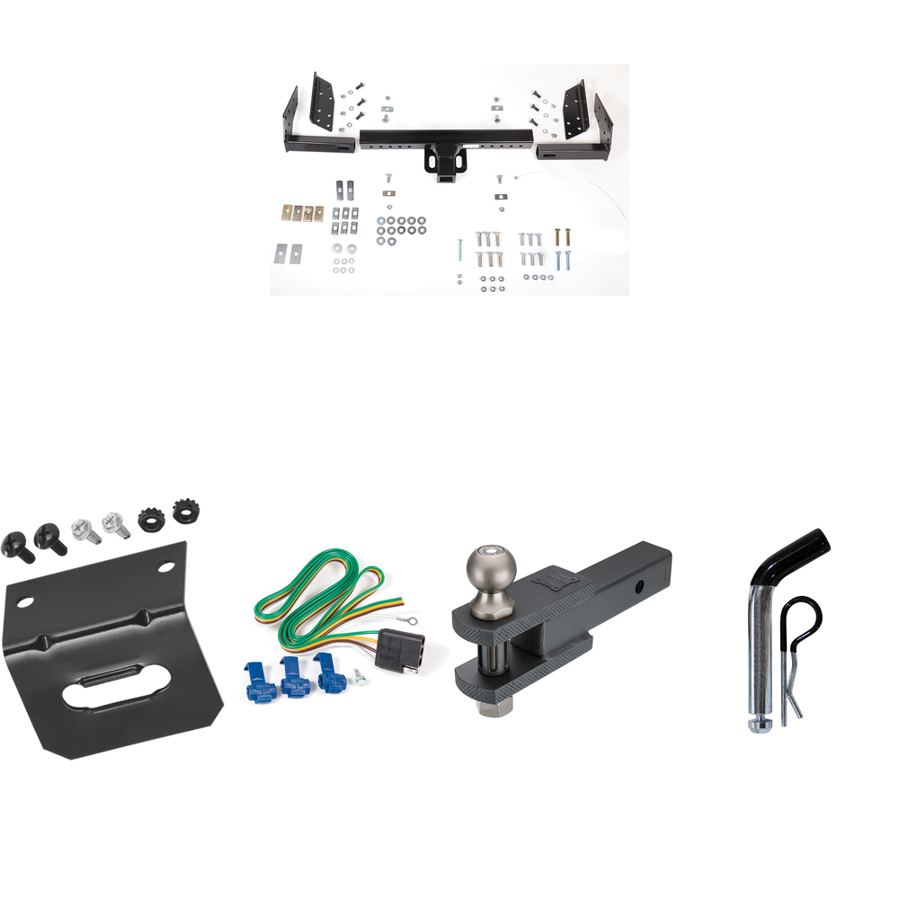 Se adapta al paquete de enganche de remolque Ford Aerostar 1997-1997 con arnés de cableado plano de 4 + soporte de bola de enganche de horquilla con bola de 2" + pasador/clip + soporte de cableado (para modelos de cuerpo extendido) de Reese Towpower