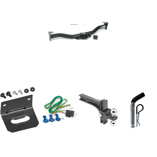 Fits 1996-2014 GMC Savana 2500 Trailer Hitch Tow PKG w/ 4-Flat Wiring Harness + Dual Adjustable Drop Rise Ball Ball Mount 2" & 2-5/16" Trailer Balls + Pin/Clip + Wiring Bracket By Reese Towpower