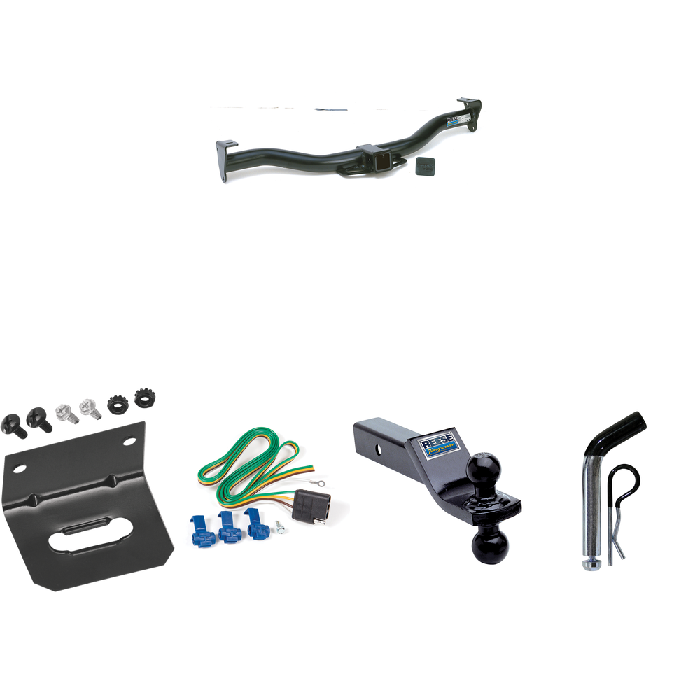 Fits 1996-1999 GMC Savana 2500 Trailer Hitch Tow PKG w/ 4-Flat Wiring Harness + Dual Ball Ball Mount 1-7/8" & 2" Trailer Balls + Pin/Clip + Wiring Bracket By Reese Towpower