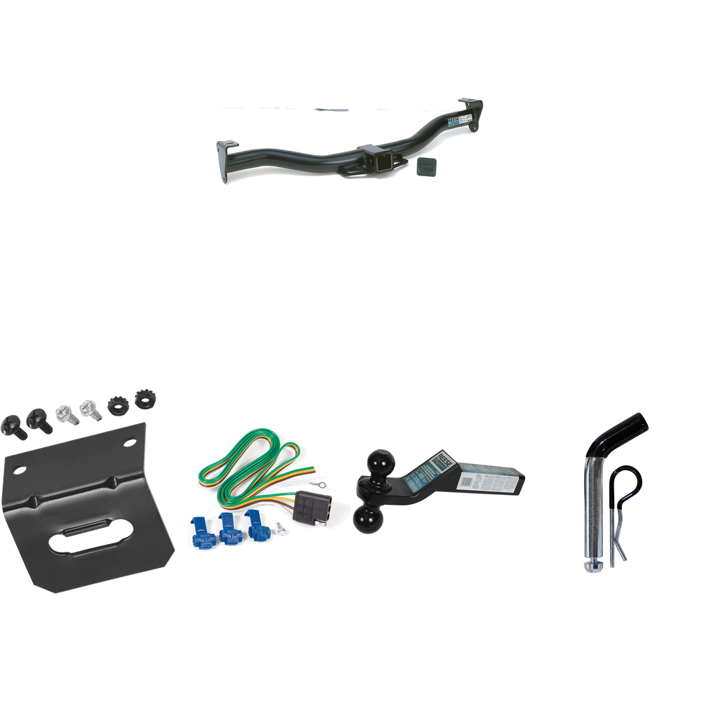 Fits 2009-2014 Chevrolet Express 4500 Trailer Hitch Tow PKG w/ 4-Flat Wiring Harness + Dual Ball Ball Mount 2" & 2-5/16" Trailer Balls + Pin/Clip +  Wiring Bracket By Reese Towpower