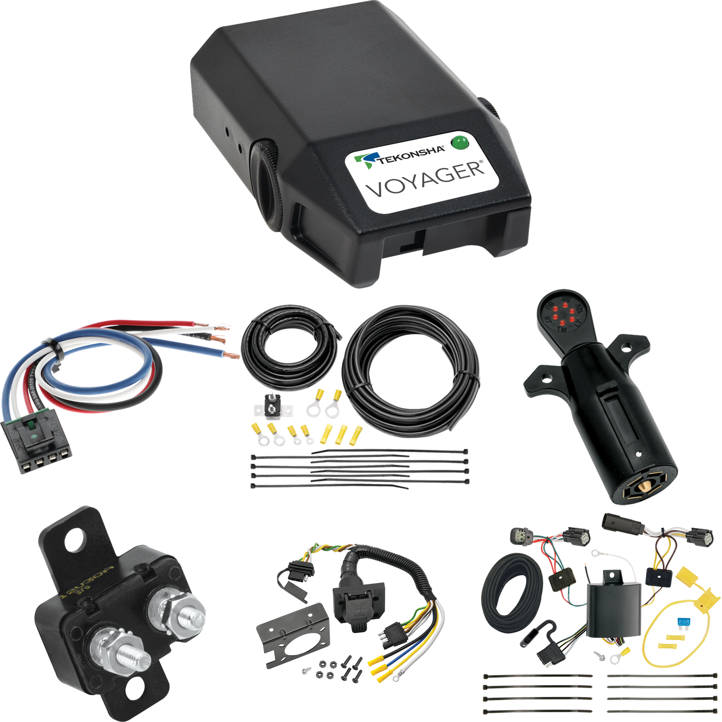 Fits 2017-2018 Ford Escape 7-Way RV Wiring + Tekonsha Voyager Brake Control + Generic BC Wiring Adapter + 7-Way Tester By Tekonsha