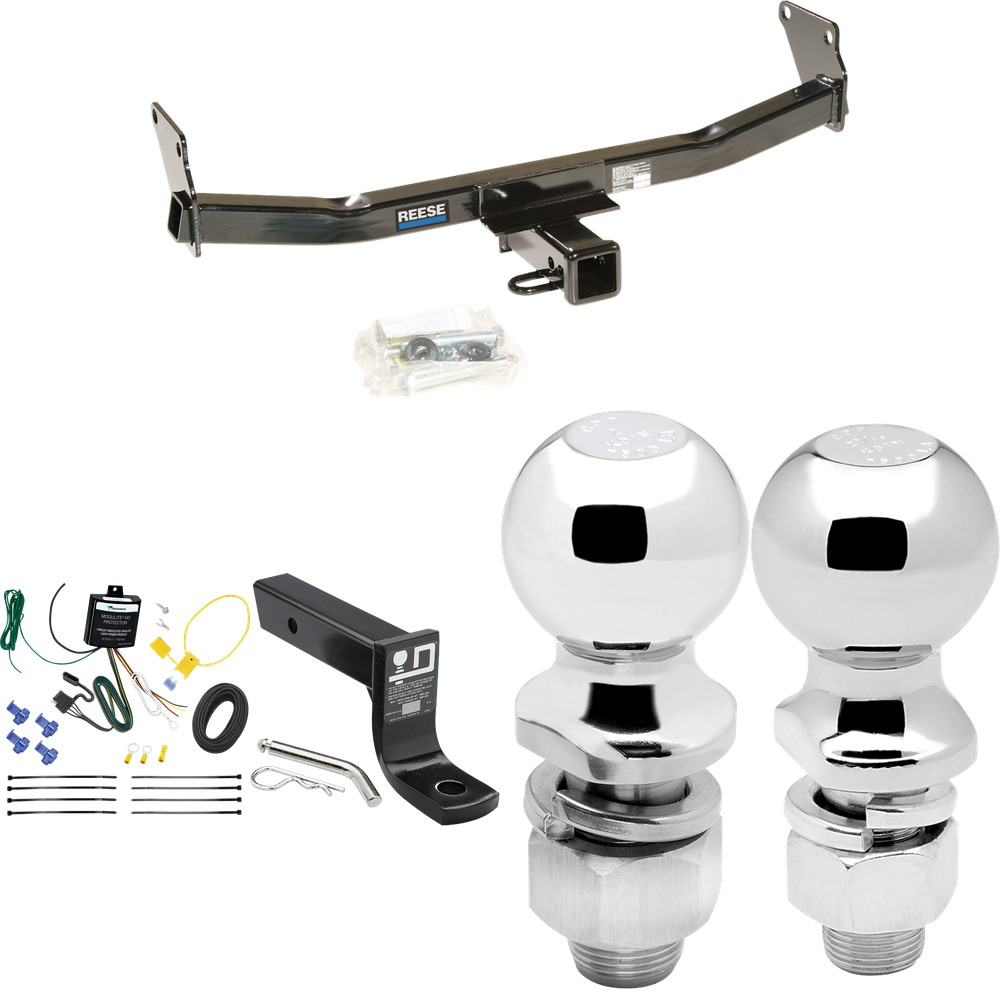 Fits 2007-2010 Jeep Compass Trailer Hitch Tow PKG w/ 4-Flat Wiring + Ball Mount w/ 4" Drop + 2" Ball + 2-5/16" Ball By Reese Towpower