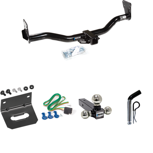 Fits 1996-2001 Oldsmobile Bravada Trailer Hitch Tow PKG w/ 4-Flat Wiring Harness + Triple Ball Ball Mount 1-7/8" & 2" & 2-5/16" Trailer Balls + Pin/Clip + Wiring Bracket By Reese Towpower