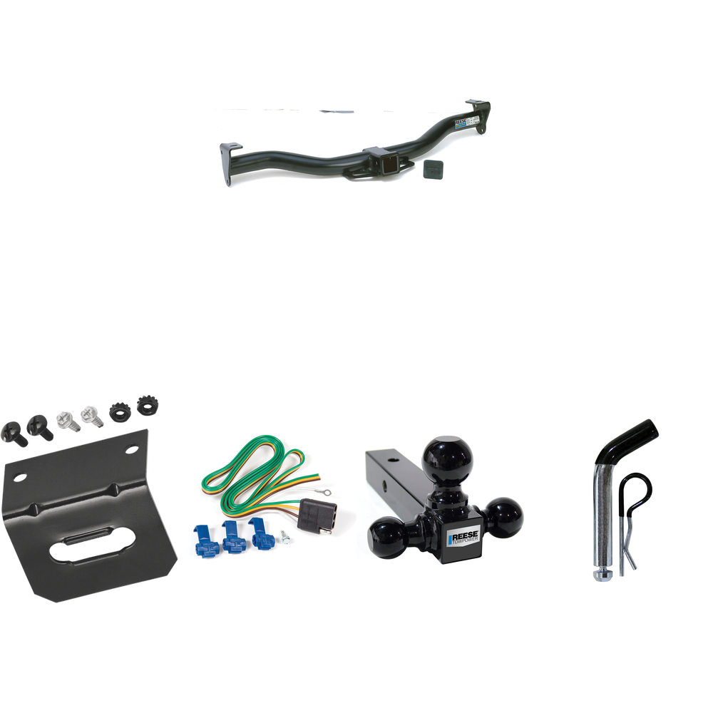 Fits 1996-1999 Chevrolet Express 3500 Trailer Hitch Tow PKG w/ 4-Flat Wiring Harness + Triple Ball Ball Mount 1-7/8" & 2" & 2-5/16" Trailer Balls + Pin/Clip + Wiring Bracket By Reese Towpower