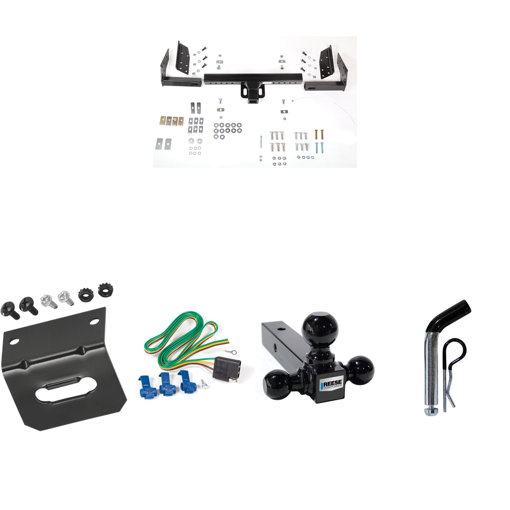 Fits 1997-1997 Ford Aerostar Trailer Hitch Tow PKG w/ 4-Flat Wiring Harness + Triple Ball Ball Mount 1-7/8" & 2" & 2-5/16" Trailer Balls + Pin/Clip + Wiring Bracket (For Extended Body Models) By Reese Towpower