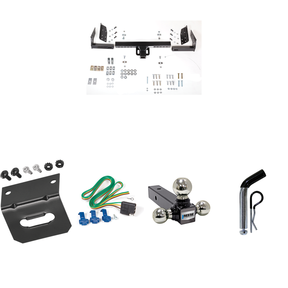 Fits 1995-2000 Chevrolet Tahoe Trailer Hitch Tow PKG w/ 4-Flat Wiring Harness + Triple Ball Ball Mount 1-7/8" & 2" & 2-5/16" Trailer Balls + Pin/Clip + Wiring Bracket By Reese Towpower