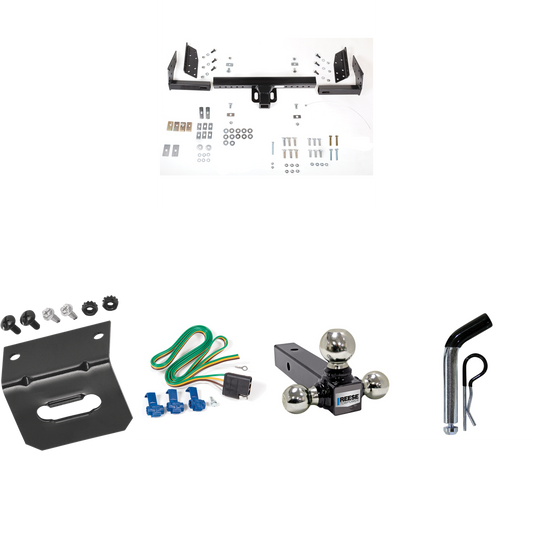 Fits 1995-2000 Chevrolet Tahoe Trailer Hitch Tow PKG w/ 4-Flat Wiring Harness + Triple Ball Ball Mount 1-7/8" & 2" & 2-5/16" Trailer Balls + Pin/Clip + Wiring Bracket By Reese Towpower